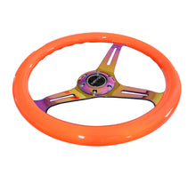 Load image into Gallery viewer, NRG Classic Wood Grain Steering Wheel (350mm) Neon Orange Color w/Neochrome Spokes - ST-015MC-NOR