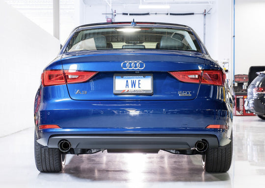 AWE Tuning Audi 8V A3 Touring Edition Exhaust - Dual Outlet Diamond Black 90 mm Tips - 3015-32058