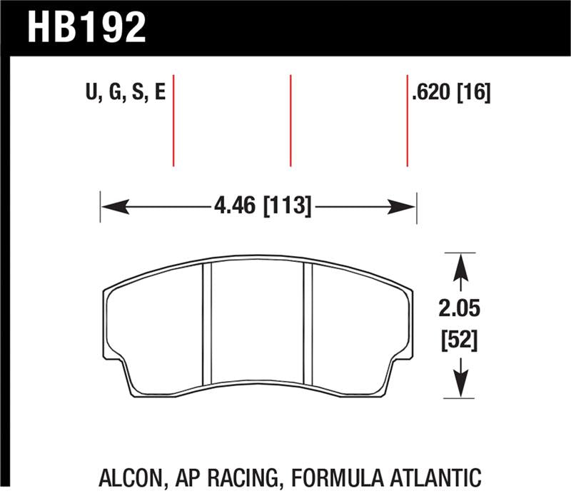 Hawk AP Racing CP4567 / CP5040-10/11/12/13S4 / CP5100 / CP5108 / CP6760 DTC-70 Race Brake Pads - HB192U.620
