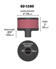 Load image into Gallery viewer, K&amp;N Filter 3/4in Vent 3in Diameter 2in Height - 62-1160
