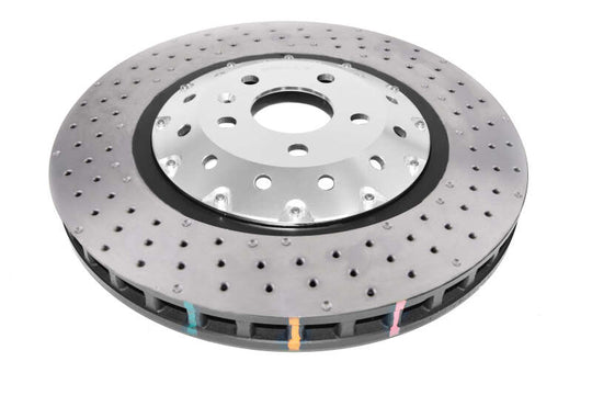 DBA 06-17 Audi RS3 8V Sedan 5000 Fully Assembled 2-Pc Clear Anodized Hat T3 Drilled/Dimpled Rotor - DBA53004SLVXD