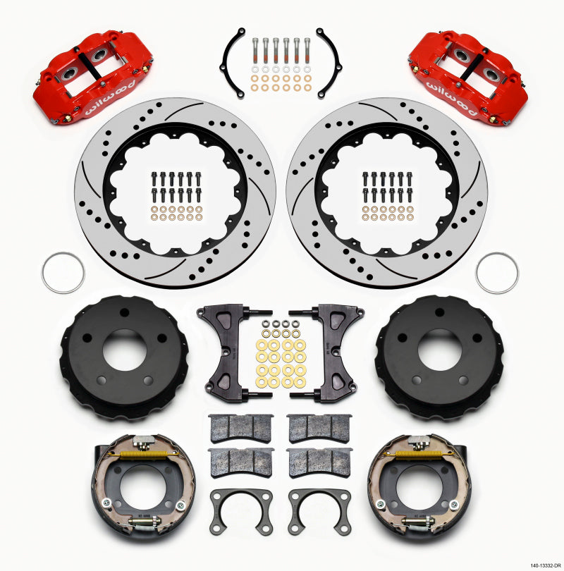 Wilwood Narrow Superlite 4R Rear P-Brk Kit 14.00in Drill Red Small Ford 2.36in Off Bronco 5 x 5.50 - 140-13332-DR