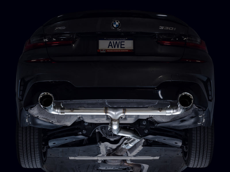 AWE Tuning 19-23 BMW 330i / 21-23 BMW 430i Base G2X Track Edition Axle-Back Exhaust - Chrome Silver - 3020-32429