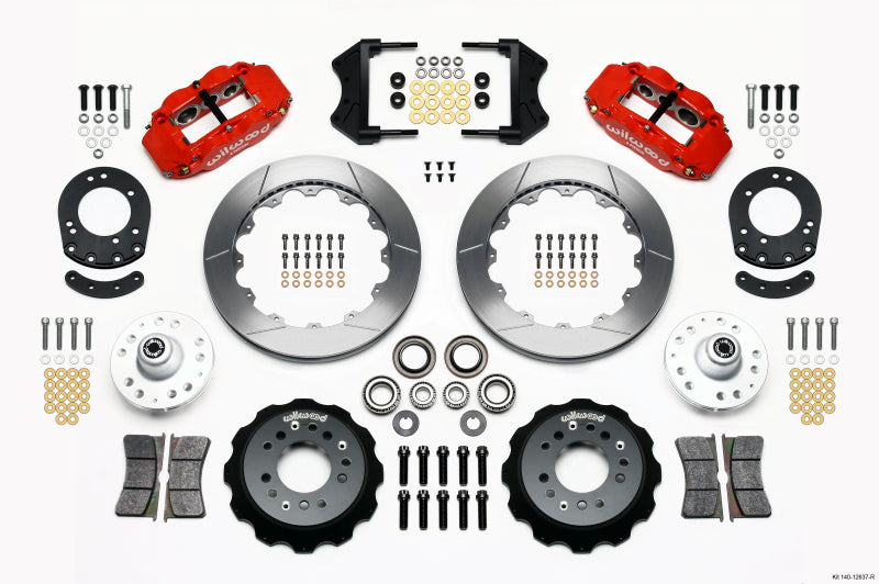 Wilwood Narrow Superlite 6R Front Hub Kit 12.88in Red 1965-1969 Mustang Drum Spindle - 140-12637-R