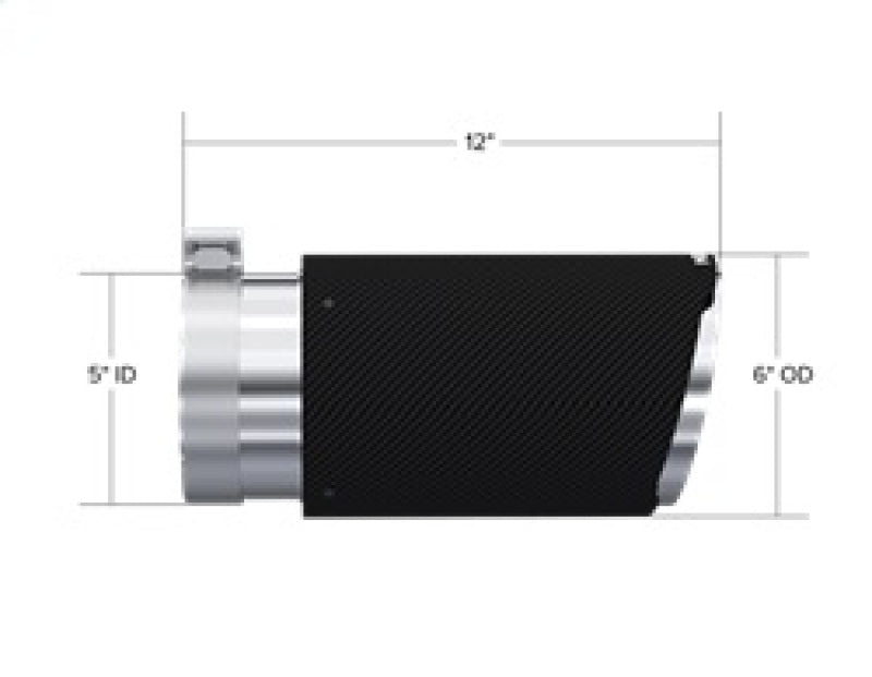 MBRP Universal Carbon Fiber Tip 6in OD/5in Inlet/12in L - Angle Cut Tip - T5075CF