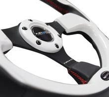 Load image into Gallery viewer, NRG Reinforced Steering Wheel (320mm) Blk w/White Trim &amp; 4mm 3-Spoke - RST-001WT