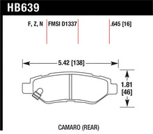 Load image into Gallery viewer, Hawk 10-15 Chevrolet Camaro 3.6L / 08-14 Cadillac CTS (w/JE5/J55 Brakes) DTC-60 Race Rear Brake Pads - HB639G.645