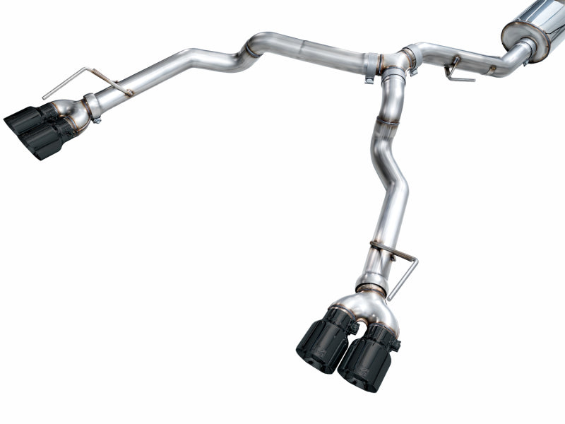 AWE Tuning 2021+ GMC Tahoe/Yukon 5.3L 0FG Split Rear Exit Catback Exhaust - Quad Diamond Blk Tips - 3015-43006