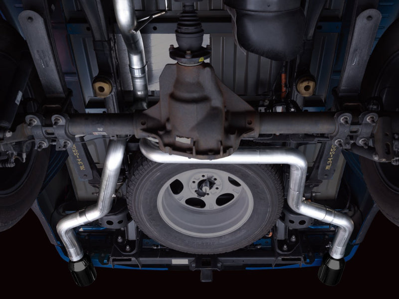 AWE Tuning 0FG 21+ Ford F150 Dual Split Rear Cat-Back Exhaust- 5in Diamond Black Tips - 3015-33119