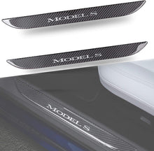 Load image into Gallery viewer, Carbon Fiber Textured Front Door Sill Protector for Tesla Model S 2016-2018