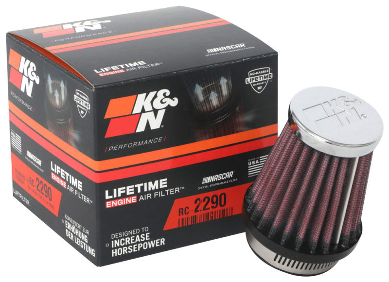 K&N Universal Chrome Filter 1 9/16 inch FLG / 2 5/8 inch Bottom / 2 inch Top / 3 inch Height - RC-2290