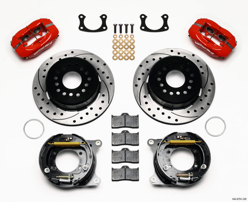 Wilwood Forged Dynalite P/S Park Brake Kit Drill Red New Big Ford 2.50in Offset Front Caliper Mount - 140-9791-DR