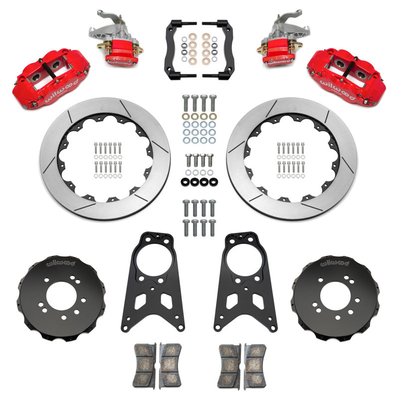 Wilwood 89-98 Nissan 240SX FNSL4R/MC4 Rear Parking BBK w/ 13.50in Slotted Rotors - Red - 140-18271-R