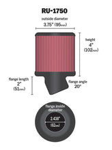 Load image into Gallery viewer, K&amp;N Filter Universal Rubber Round Straight Filter 20 Deg Angled 2-7/16in Flange 3-3/4in OD 4in H - RU-1750