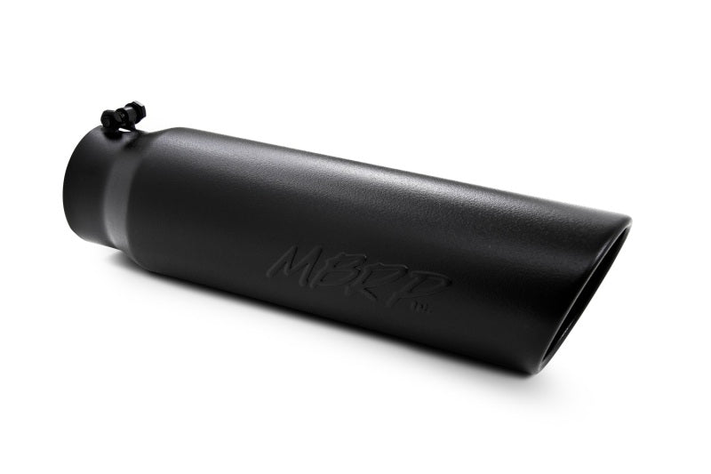 MBRP Universal 5in OD Angled Rolled End 4in Inlet 18in Length Black Finish Exhaust Tip - T5124BLK