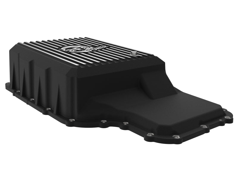 aFe 20-21 Ford Truck w/ 10R140 Transmission Pan Black POWER Street Series w/ Machined Fins - 46-71220B