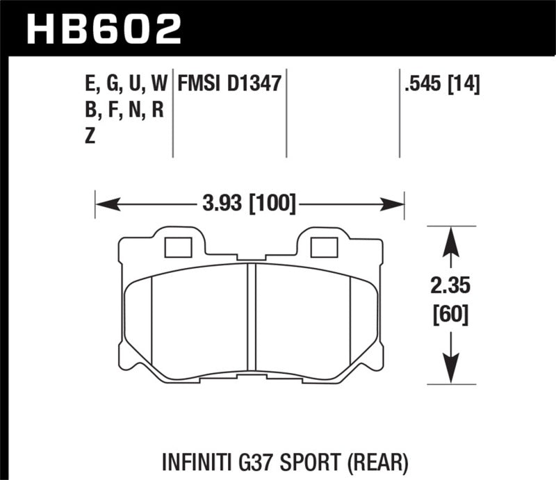 Hawk Infiniti G37 Sport HPS Street Rear Brake Pads - HB602F.545