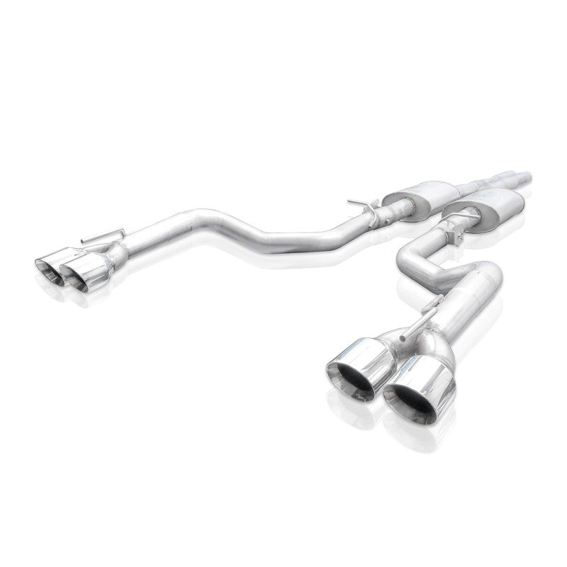 Stainless Works 15-19 Dodge Challenger 6.2L/6.4L Hemi 3in Legend Catback X-Pipe w/4in Quad Tips - CHAL16CBL4