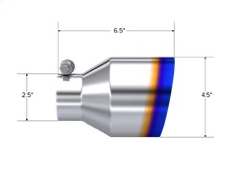 MBRP Universal Burnt SS Tip 2.5in ID / 4.5in OD Out / 6.5in Length Angle Cut Single Wall - T5191BE