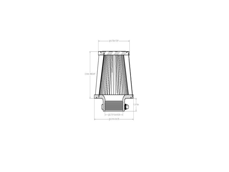 aFe POWER Universal Clamp-On Air Filter w D2 Dura-Dry Media 2-3/4in F x 6in B x 4-3/4in T x 5inH - 21-28001V