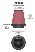 Load image into Gallery viewer, K&amp;N Universal Clamp-On Air Filter 6in FLG / 7-1/2in B / 5in T / 6-1/2in H - RU-1042