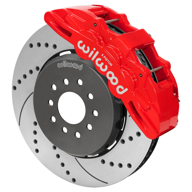 Wilwood Ford Mustang II Ford SX6R Front Brake Kit w/ 15.00in Drilled & Slotted Rotor - Red - 140-18368-DR