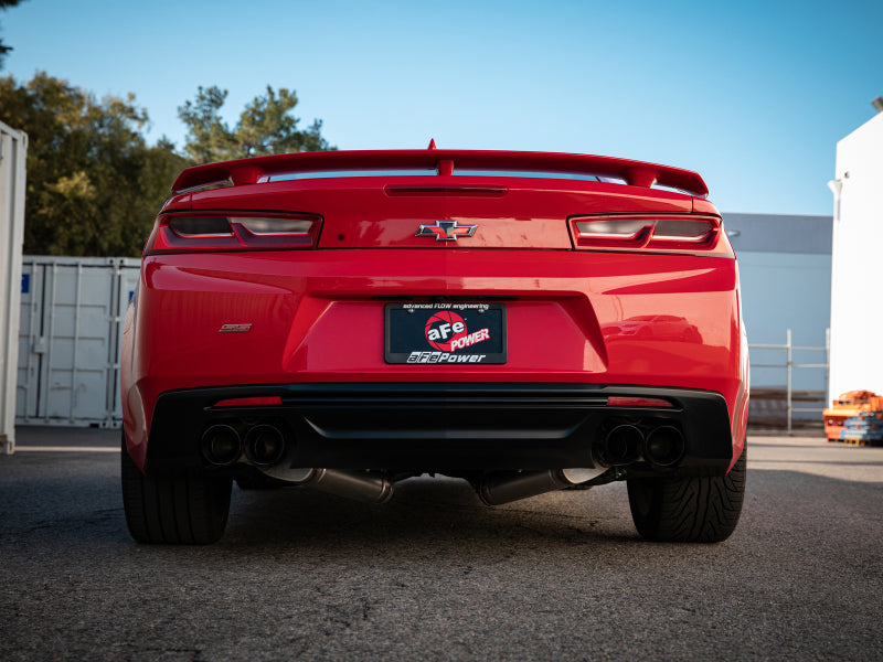 aFe POWER MACH Force-Xp 3in Axle-Back Exhaust 16-20 Chevrolet Camaro SS V8 6.2L w/Mufflers - Black - 49-44119-B