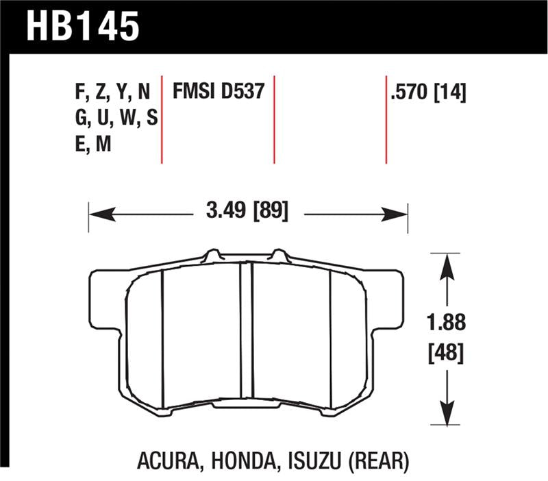 Hawk Acura / Honda / Suzuki DTC-30 Race Rear Brake Pads - HB145W.570