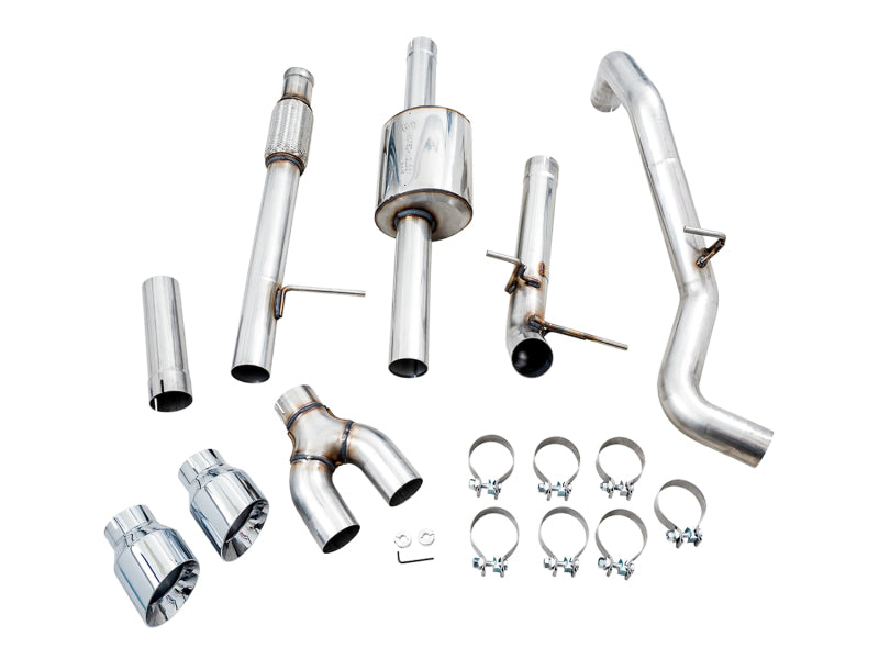 AWE Tuning 4th Gen GM 1500 5.3L 0FG Cat-Back Dual Side Exit (Flat Bumper) - Chrome Tips - 3015-22207