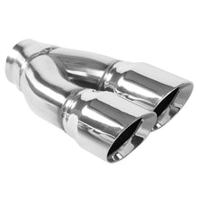 Load image into Gallery viewer, MagnaFlow Tip Stainless Double Wall Round Dual Outlet Polished 3in DIA 2.25in Inlet 9.75in Length - 35227