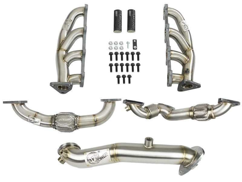 aFe Twisted Steel Header & Connection Pipe Combo GM Diesel Trucks 15-16 V8-6.6L (td) LML - 48-34137
