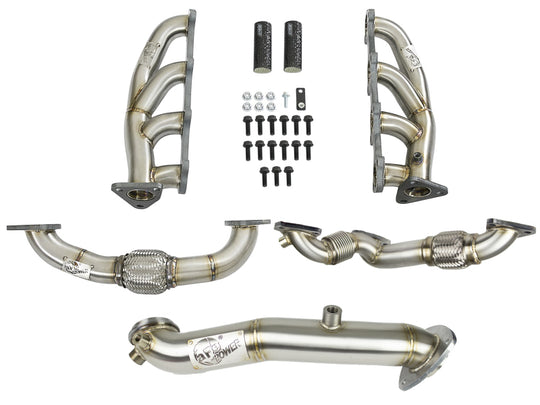 aFe Twisted Steel Header & Connection Pipe Combo GM Diesel Trucks 15-16 V8-6.6L (td) LML - 48-34137