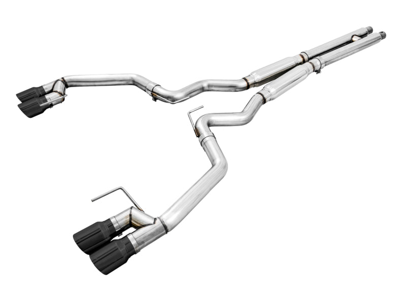 AWE Tuning 2018+ Ford Mustang GT (S550) Cat-Back Exhaust - Track Edition (Quad Diamond Black Tips) - 3020-43072