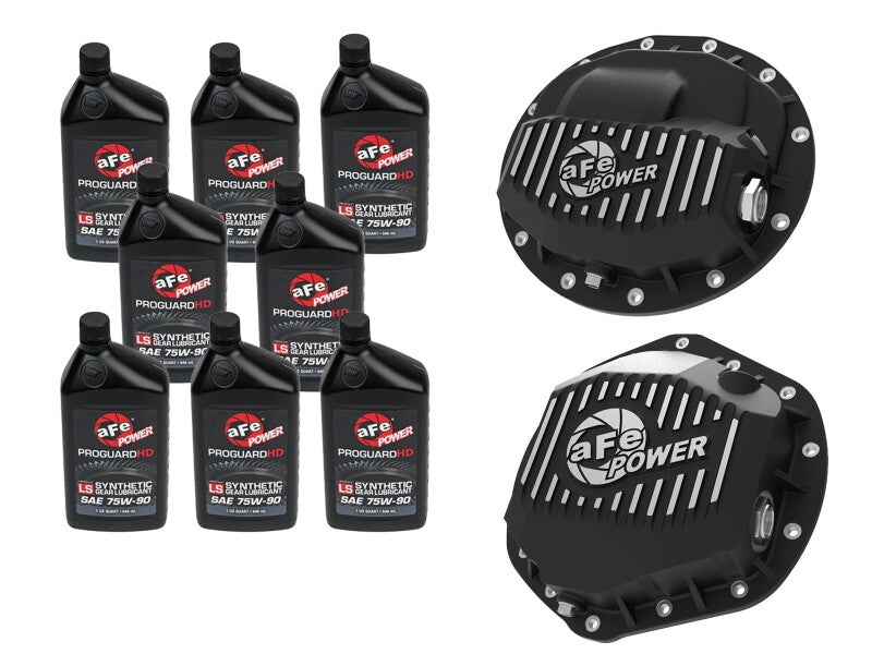 aFe Power Front/Rear Diff Cover Kit w/ Oil 13-18 Dodge L6 Trucks (AAM 9.25-12 & AAM 11.5/12-14) - 46-7701AB
