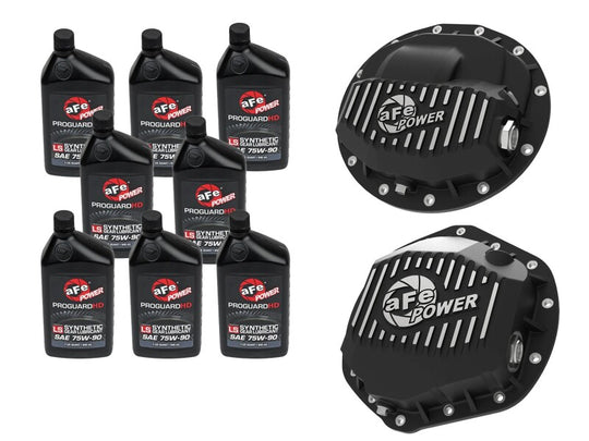 aFe Power Front/Rear Diff Cover Kit w/ Oil 13-18 Dodge L6 Trucks (AAM 9.25-12 & AAM 11.5/12-14) - 46-7701AB