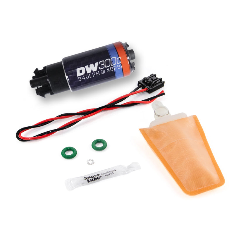 DeatschWerks 340lph DW300C Compact Fuel Pump w/ 04+ Lotus Elise/Exige Set Up Kit (w/ Mounting Clips) - 9-309-1006