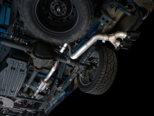 AWE 21-25 Ford F150 (14th Gen Reg Cab) Cat-Back Exhaust - 4.5in Dual Side Exit Diamond Black Tips - 3015-33145