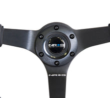 Load image into Gallery viewer, NRG Reinforced Steering Wheel (350mm / 3in. Deep) Bk Leather w/Bk BBall Stitch (Odi Bakchis Edition) - RST-036MB-R