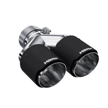 Load image into Gallery viewer, MBRP 3in ID / Dual 4in OD Out Staggered L 9.37in / R 9.87in Dual Wall Carbon Fiber Univ Exhaust Tip - T5183CF