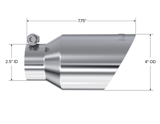 MBRP Universal Tip 4in O.D. Dual Wall Angled 2.5in inlet 8in length T304 - T5123