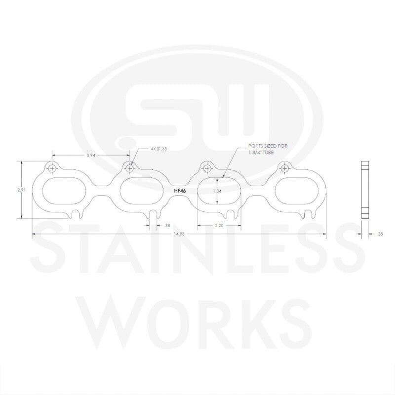 Stainless Works 03-04 Ford Cobra 4.6L 32V Wide Oval Header 304SS Exhaust Flanges 1-3/4in Primaries - HF4.6