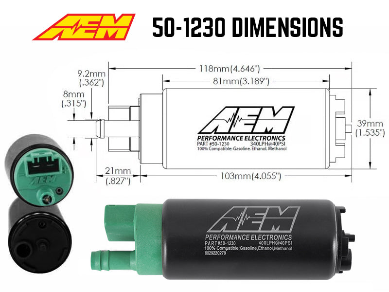 AEM 400 LPH High Flow In-Tank Fuel Pump Kit - Double Barb - Ethanol Compatible - 50-1230