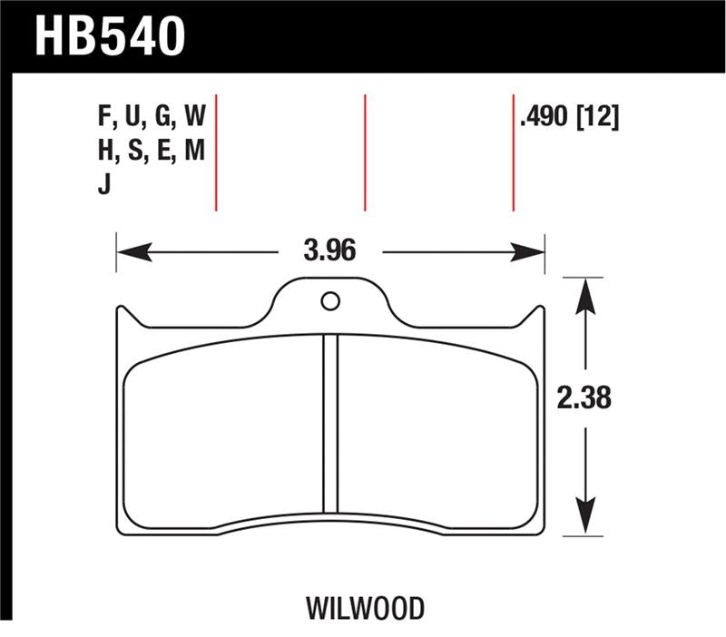 Hawk Wilwood 7112 Blue 9012 Race Brake Pads - HB540E.490