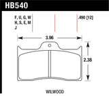 Hawk Wilwood 7112 Blue 9012 Race Brake Pads - HB540E.490