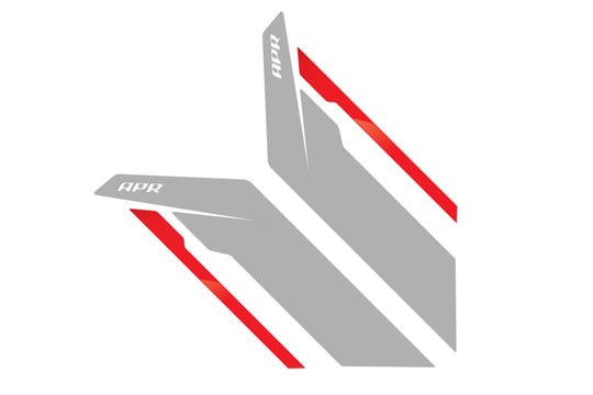 APR Sideburn Stickers - Silver APR/Red Stripe (Pair) - PM100333