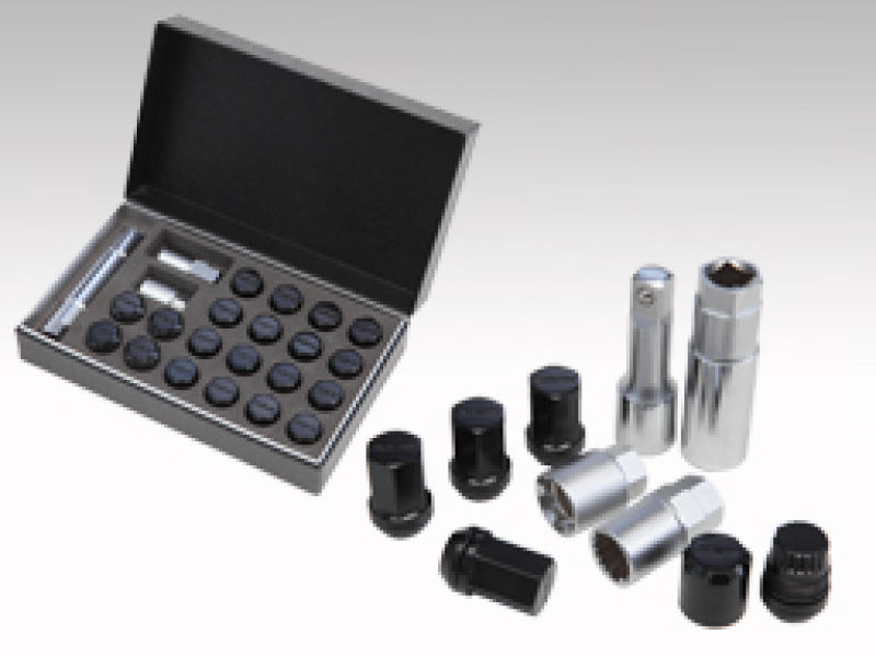 Rays M12x1.25 19mm Hex w/ 2 Piece Double Lock Nut Set - Black - W19DL12125B
