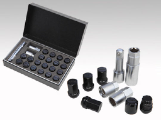 Rays M12x1.25 19mm Hex w/ 2 Piece Double Lock Nut Set - Black - W19DL12125B