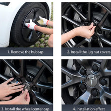 Load image into Gallery viewer, Wheel Center Cap Kit with Puller for Model 3/Y/S/X | 4 Hub Caps + 20 Lug Nut Covers