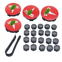Load image into Gallery viewer, Wheel Center Cap Kit with Puller for Model 3/Y/S/X | 4 Hub Caps + 20 Lug Nut Covers