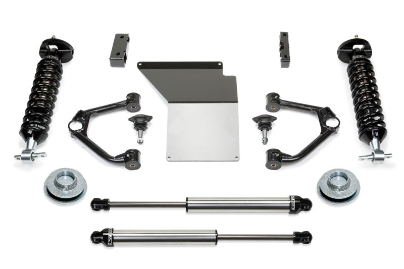 Fabtech 07-14 GM C/K1500 SUV 2WD/4WD 4in Budget UCA System w/DL 2.5 Coilovers & Rear DL Shocks - FTS21201
